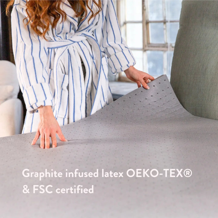Graphite Latex Mattress Topper - Putnams UK FSC OEKO TEX natural
