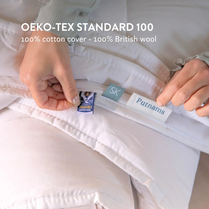 British wool duvet winter weight thickest thick 100% cotton OEK TEX STANDARD 100 filling & cover. Handmade in the UK.