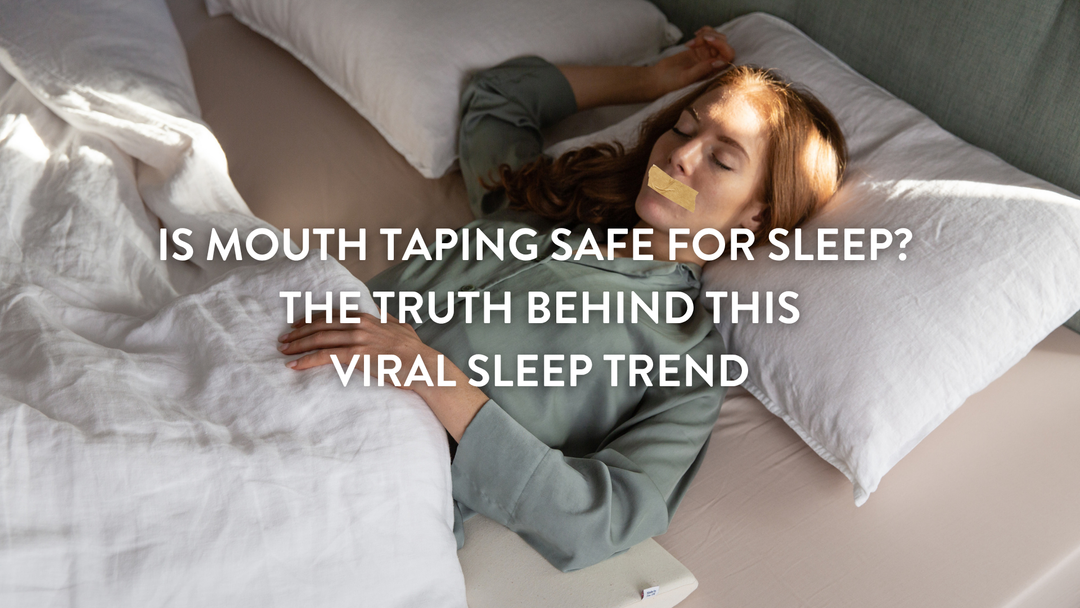Person sleeping in bed with mouth tape