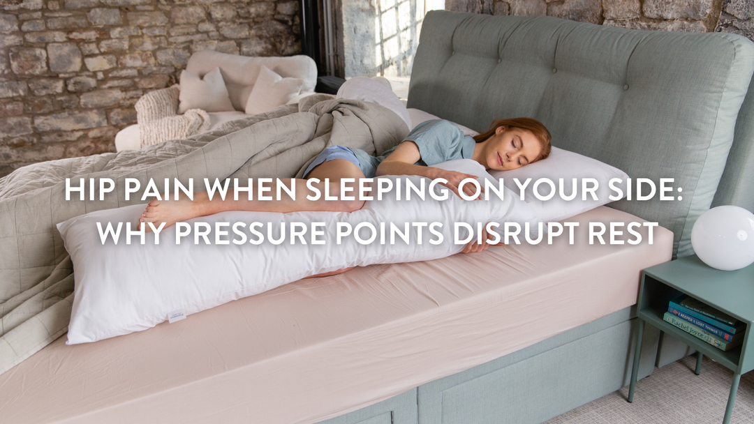 Person sleeping in bed using the Putnams sports pillow to support their hip pain