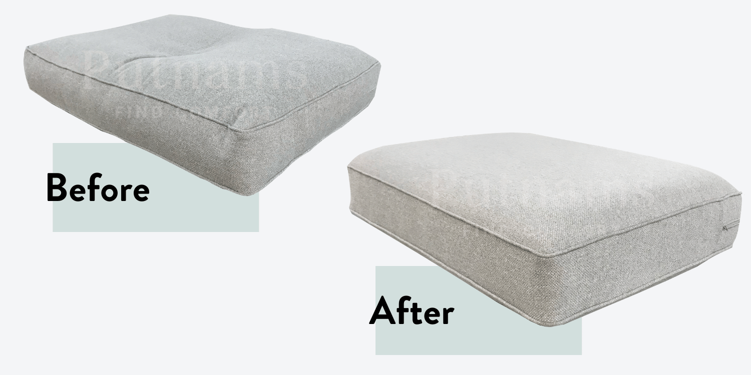 light grey fabric wool sofa cushions refilled with high density foam Laura Ashley DFS
