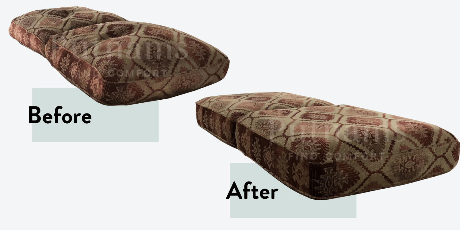 fabric sofa cushion refilling to look like new again in high destiny firm foam holds its shape