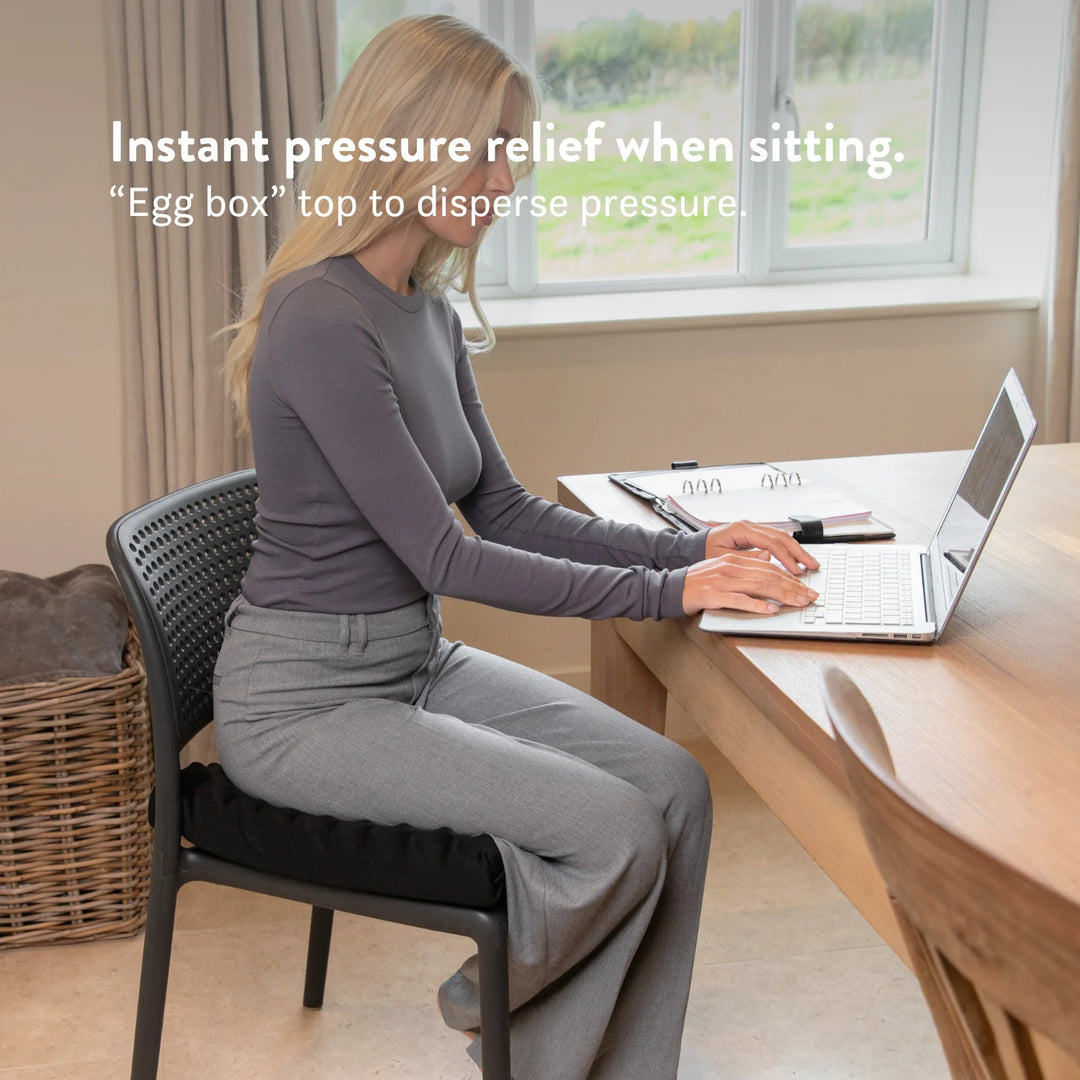 Bonyparts Sero Pressure Cushion - muscle wasting bony bums weight loss. For Office, dining room, car, sofa and arm chairs. Handmade in the UK with a 2 year guarantee. Cover included. High density foam.