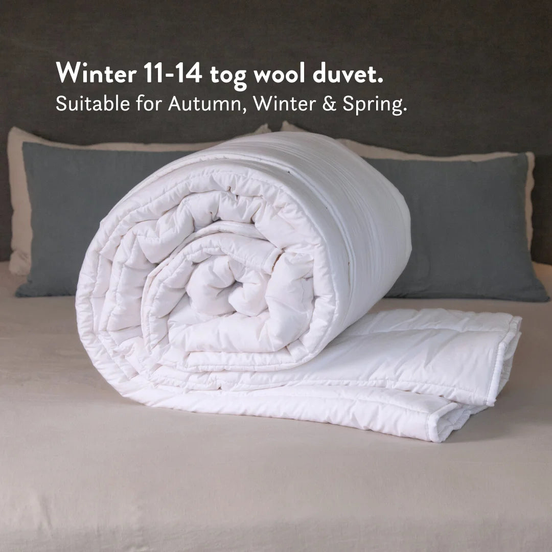 Contour British Wool Pillow & British Wool Duvet Set - Bundle height adjustable natural local handmade sustainable cotton