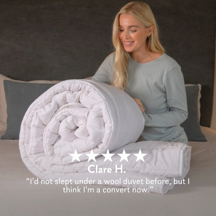 Contour British Wool Pillow & British Wool Duvet Set - Bundle height adjustable natural local handmade sustainable cotton