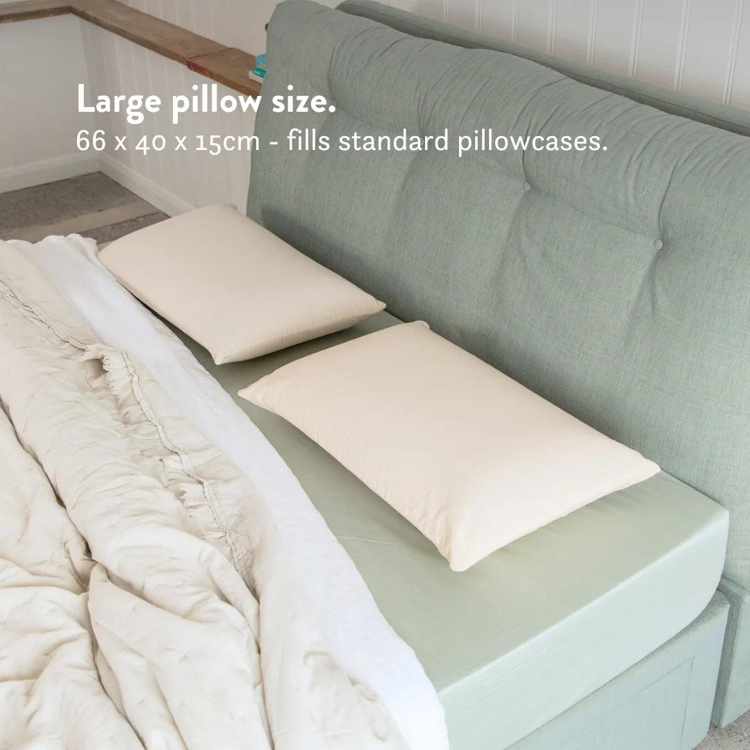 Large pillow size 66x40x15cm fits into standard pillowcases. Graphite Latex Pillow - Natural foam pillow alternative soft bouncy supportive cooling