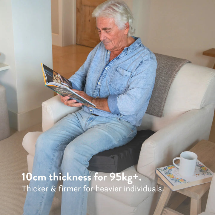 Ischial Bursitis Cushion for pressure relief and comfort- cut out discreet with cover. Handmade in the UK. 2 Year guarantee.