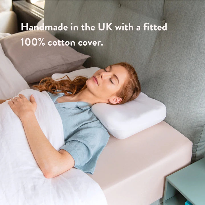 Putnam Pillow Putnams sleep on back pillow support foam back neck pain handmade in the UK with a fitter 100% cotton cover