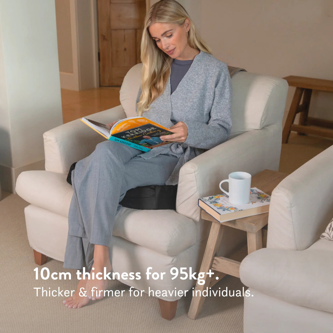 Vulva Pressure Relief Cushion (Vulvodynia) tear drop shaped cut out with discreet stretch cover high density foam  10cm thickness for heavier women