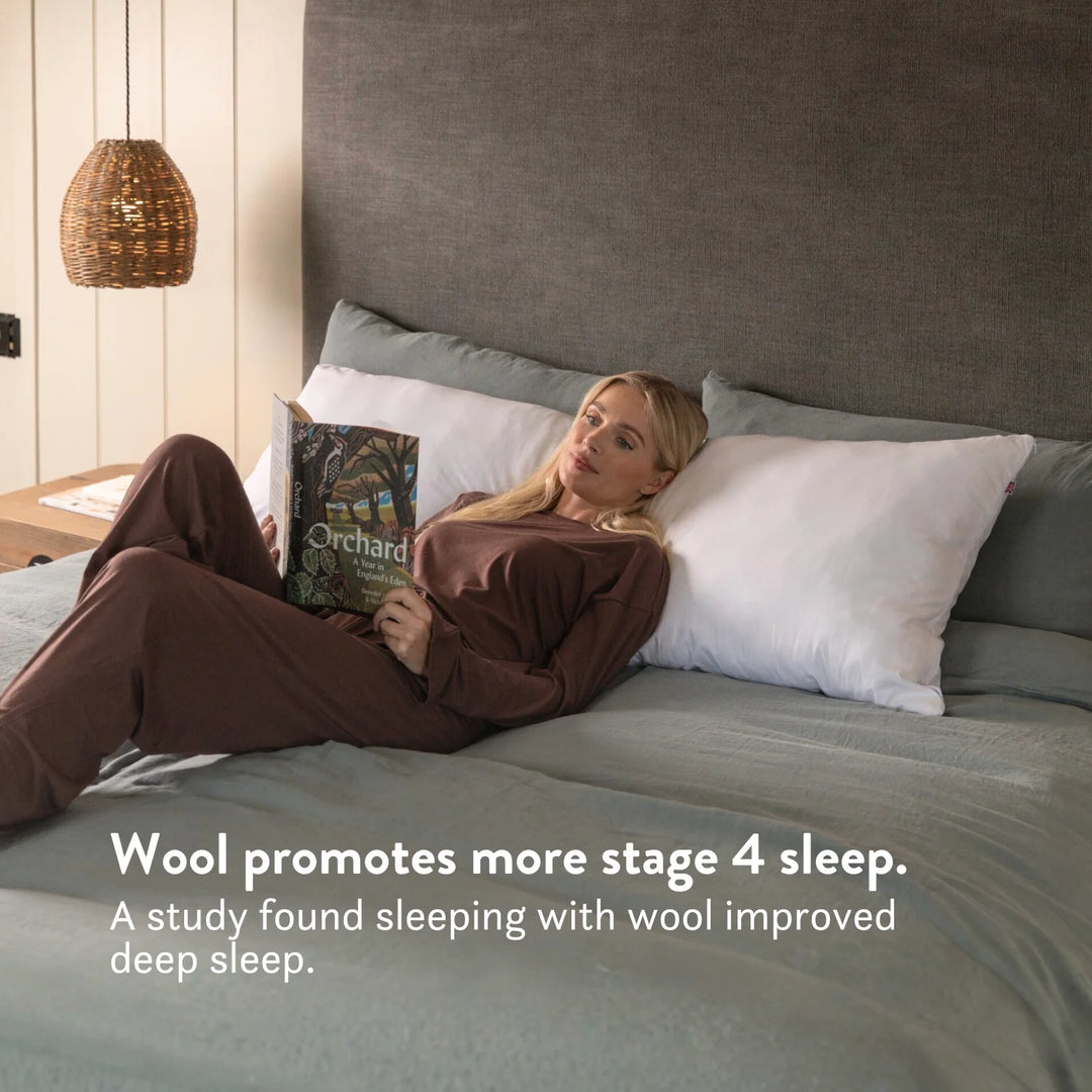 Wool Body Pillow - Side Sleep & Pregnancy 100% cotton cover. For hips, knee, shoulder and back pain. Natural materials. No plastics.