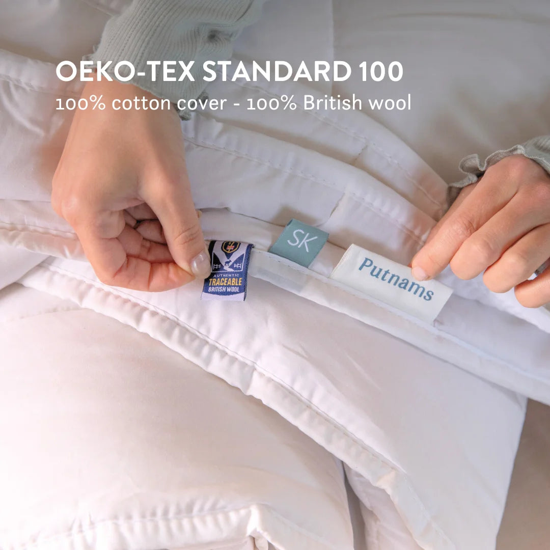 Graphite Latex Pillow & British Wool Duvet Set - Bundle Handmade in the UK, 100% cotton natural bedding bundle