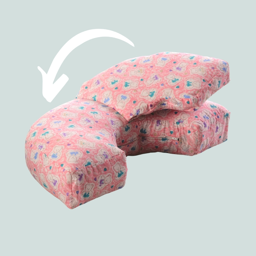 Baby Travel Feeding Cushion - Putnams teddy bear print pink